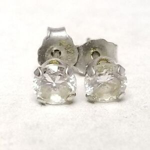 Vintage Sterling Silver Rhinestone Prong Set Stud Earrings, 925, Estate